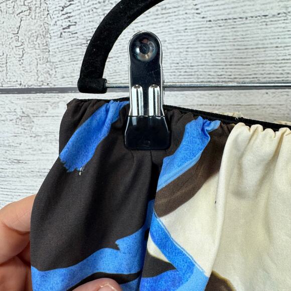 Zara Women's Ivory & Blue Floral Printed Pull On Midi Skirt Size Medium - Picture 6 of 9